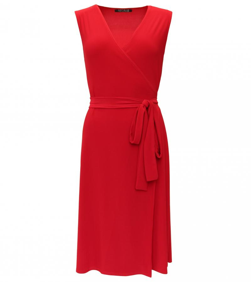 Red Sleeveless Wrap Dress