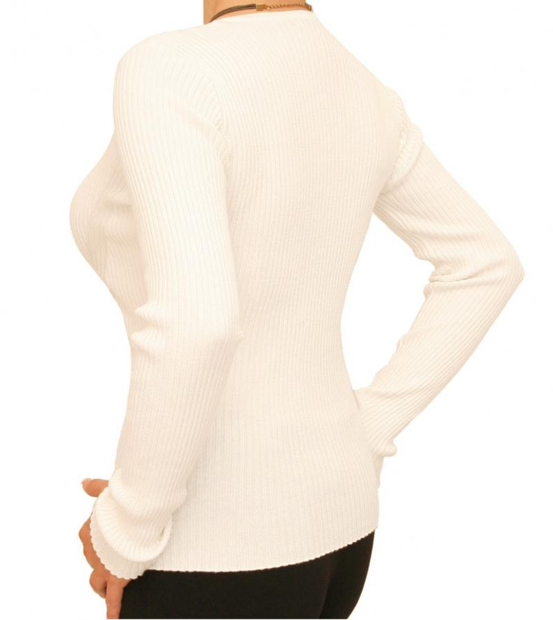 Ivory Ribbed Scoop Neck Jumper