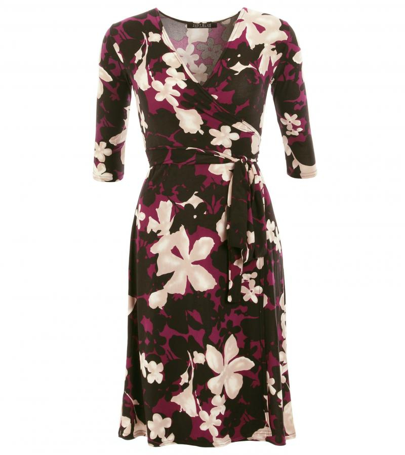 Plum Floral Print Wrap Dress