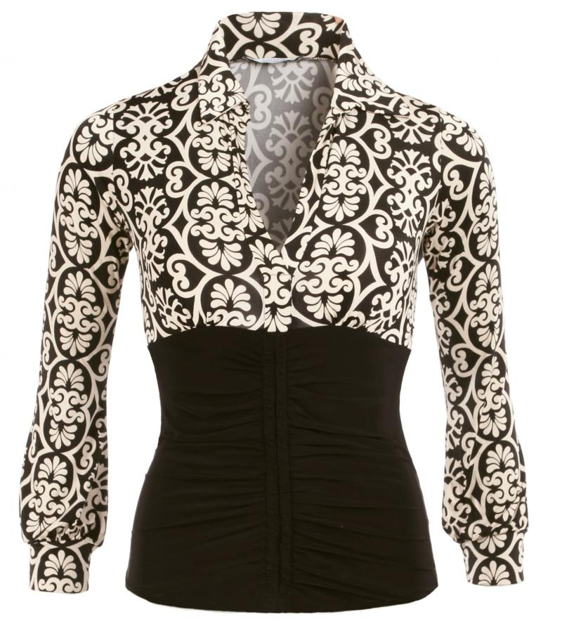 Black and Ivory Printed Corset Top