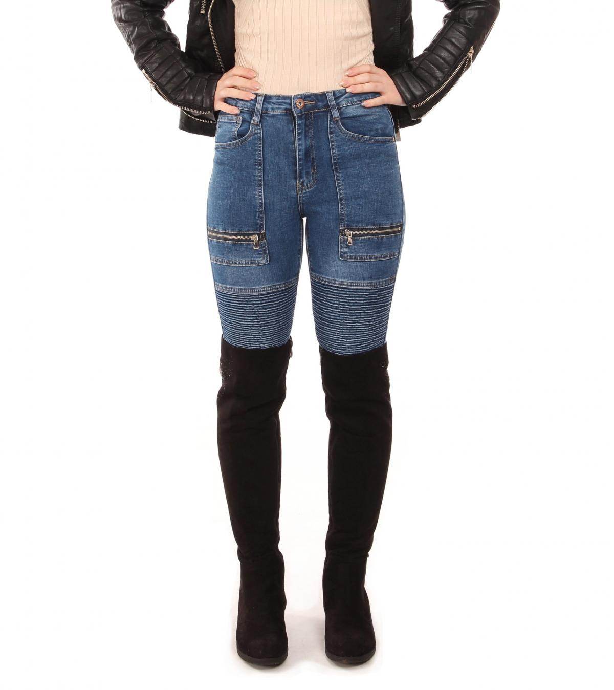Denim Biker Style Super-Skinny Jeans
