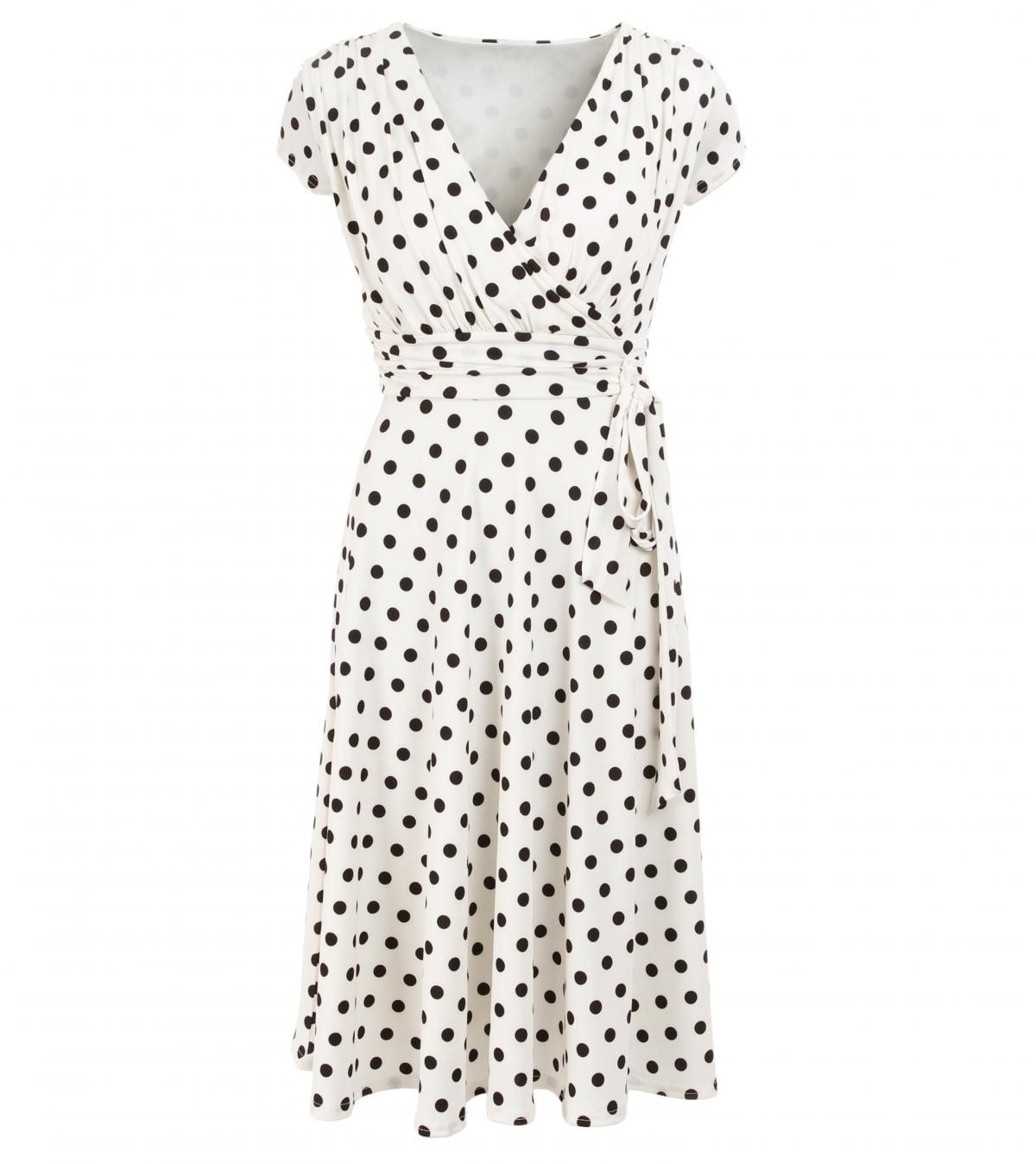 Ivory Polka Dot Fit and Flare Dress