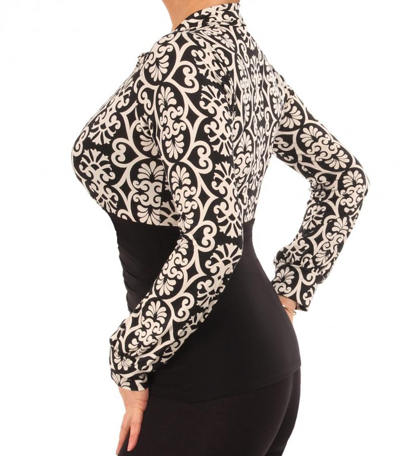 Black and Ivory Printed Corset Top