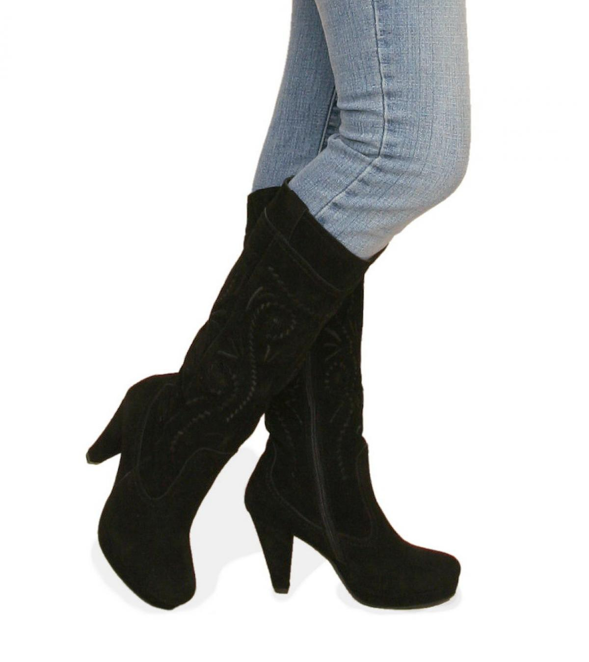 Black Suede Leather Boots