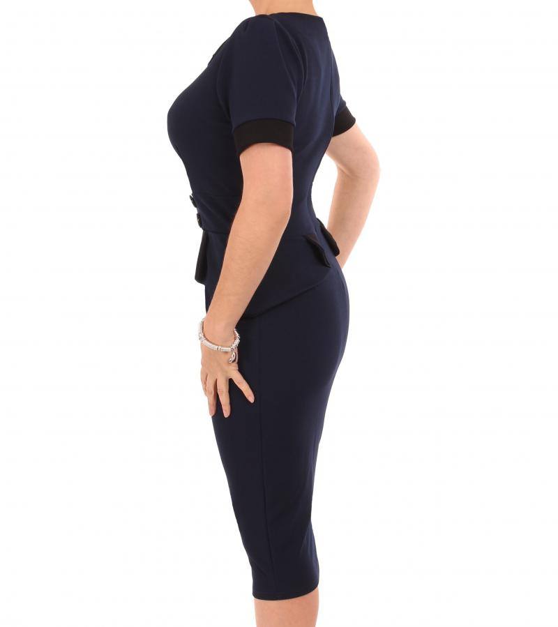 Navy and Black Peplum Dress