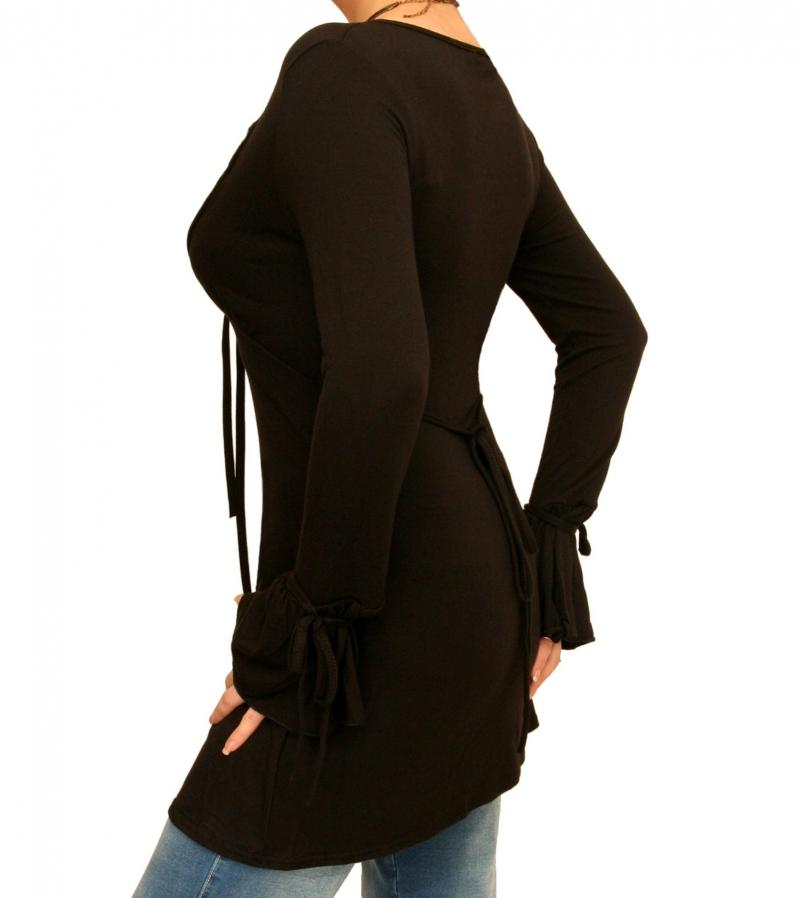 Black Coin Trim Tunic Top