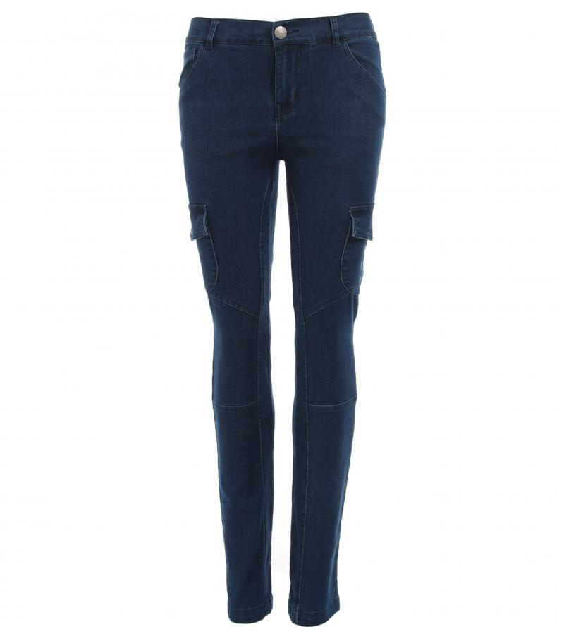 Denim Blue Skinny Combat Stretchy Trousers