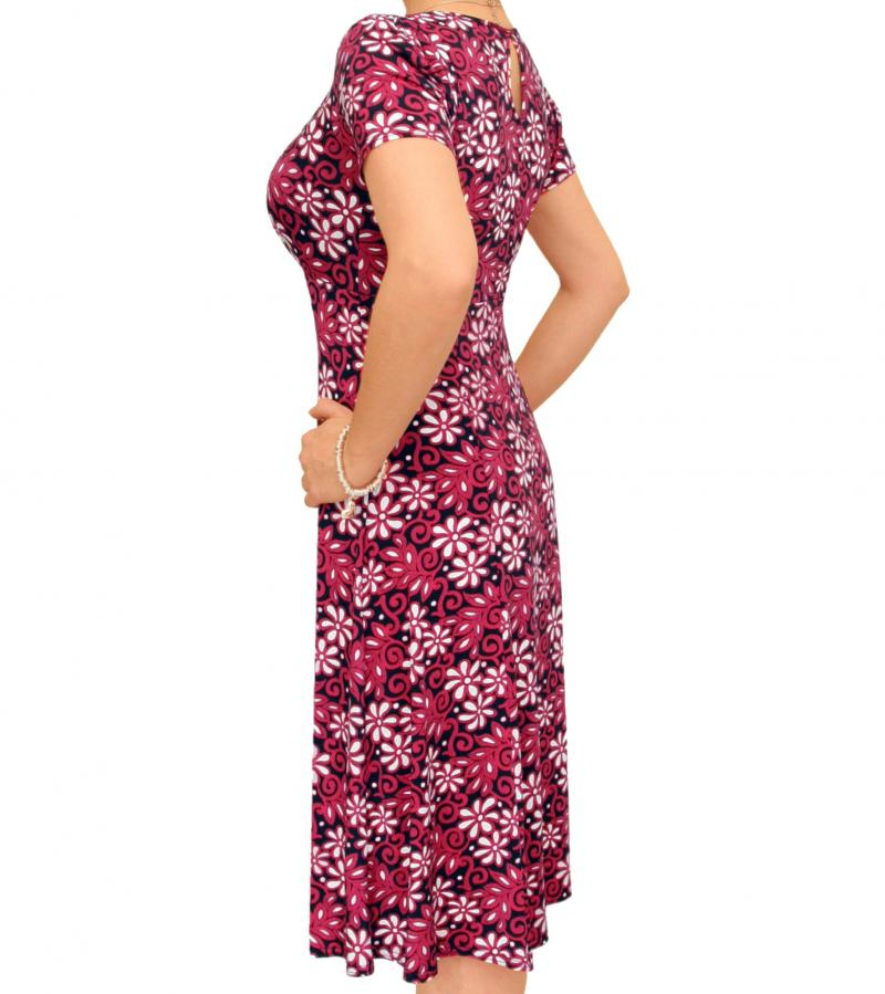 Pink Floral Print Tea Dress