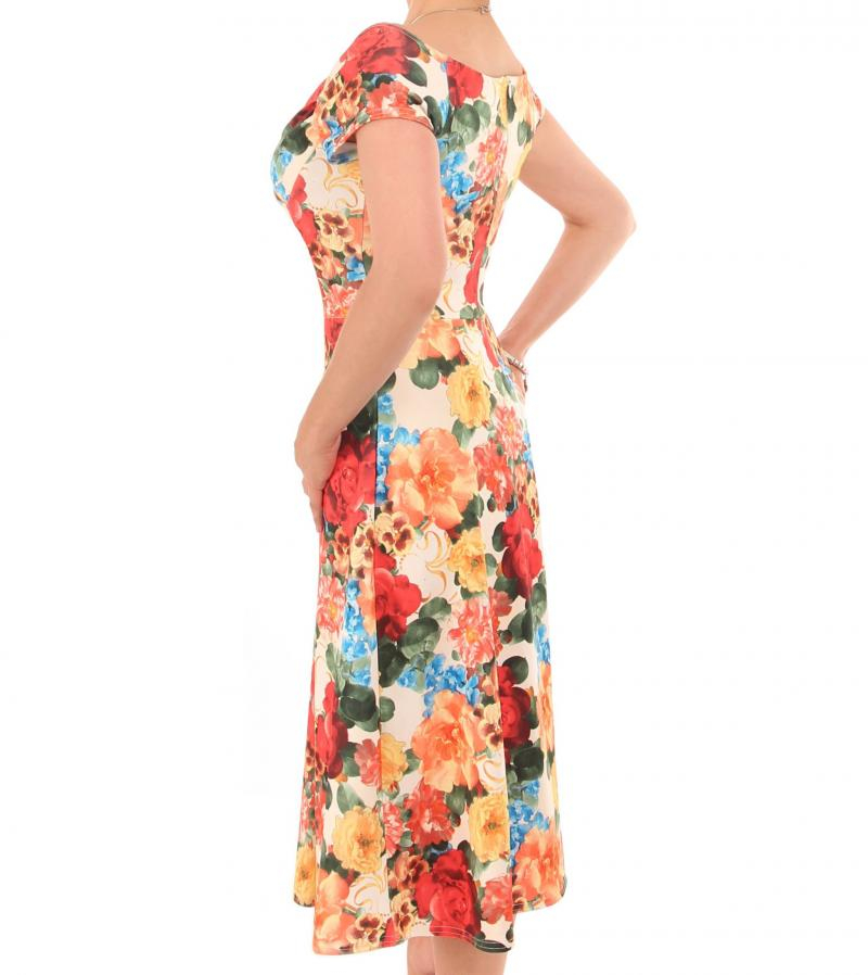 Vintage Floral Print Bardot Dress