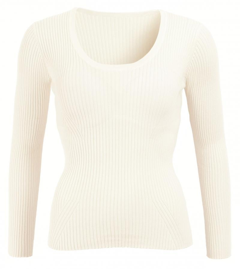 Ivory Ribbed Scoop Neck Jumper