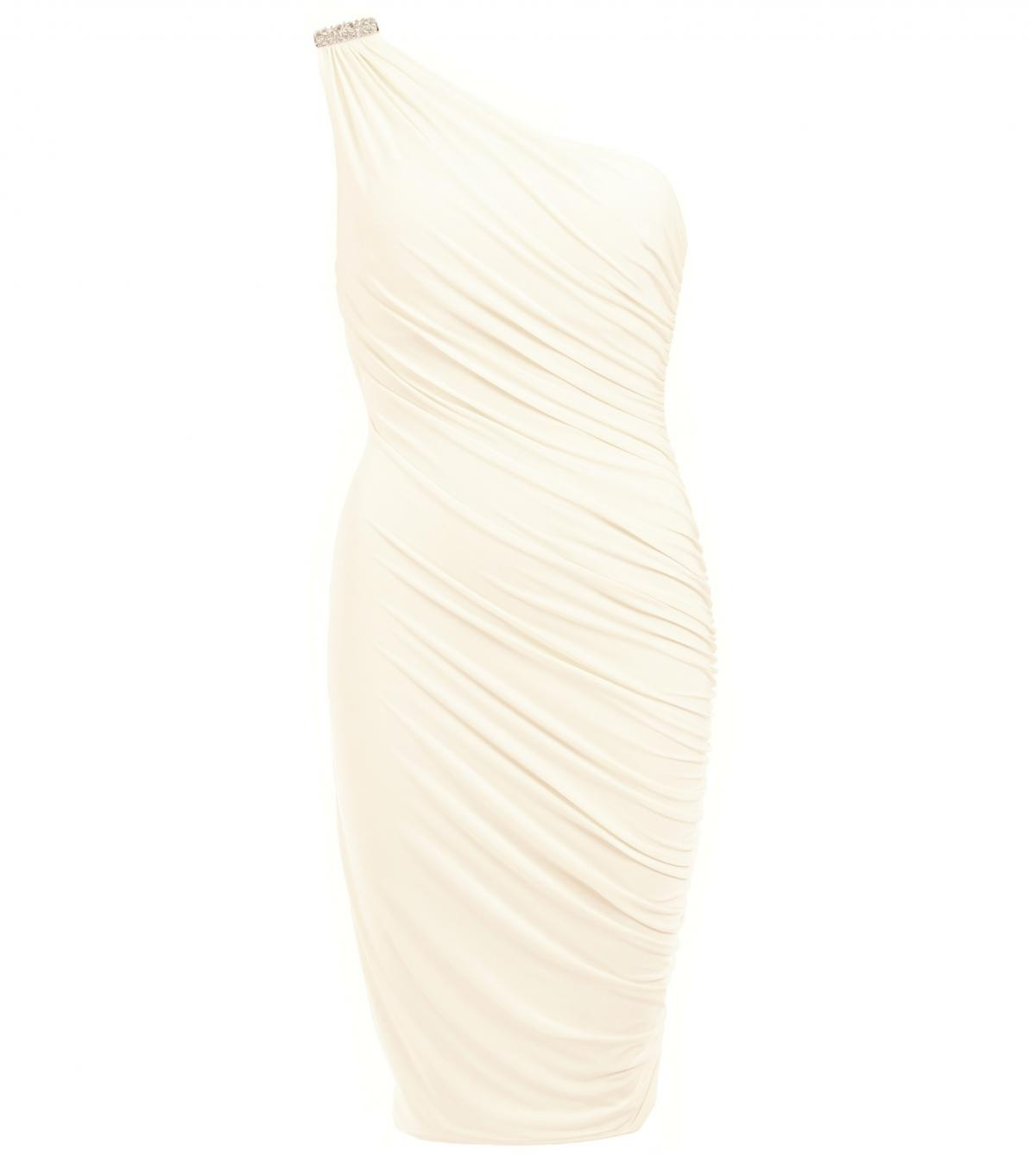 Ivory Figure Hugging Diamante Dress
