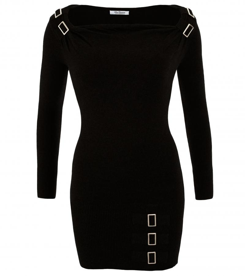 Black off the Shoulder Buckle Jumper