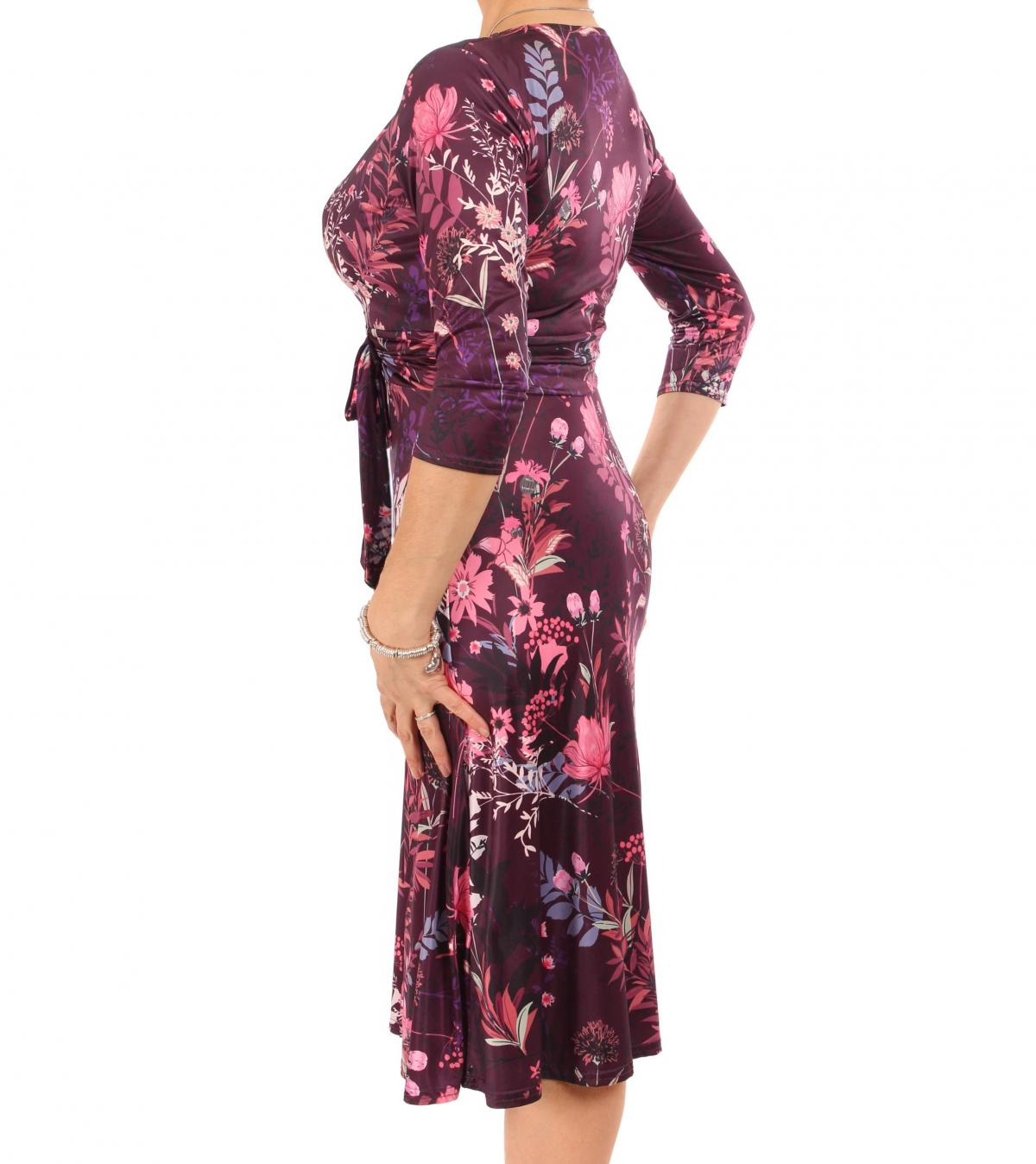 Plum and Pink Fit & Flare Tie Detail Dress