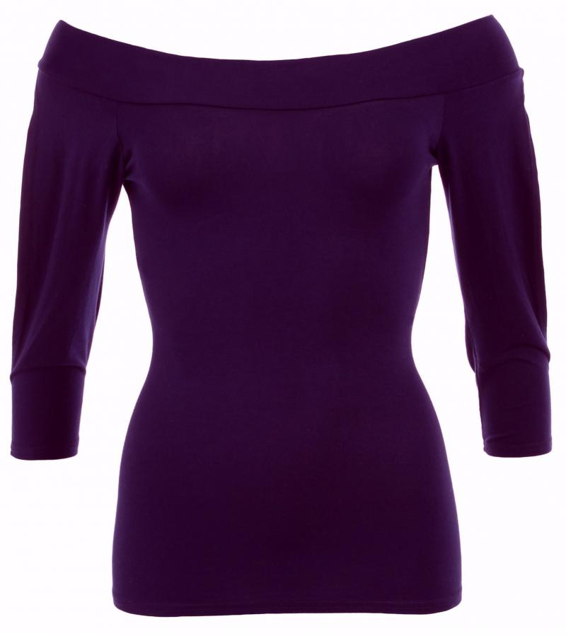 Purple off the Shoulder Split Sleeve Top