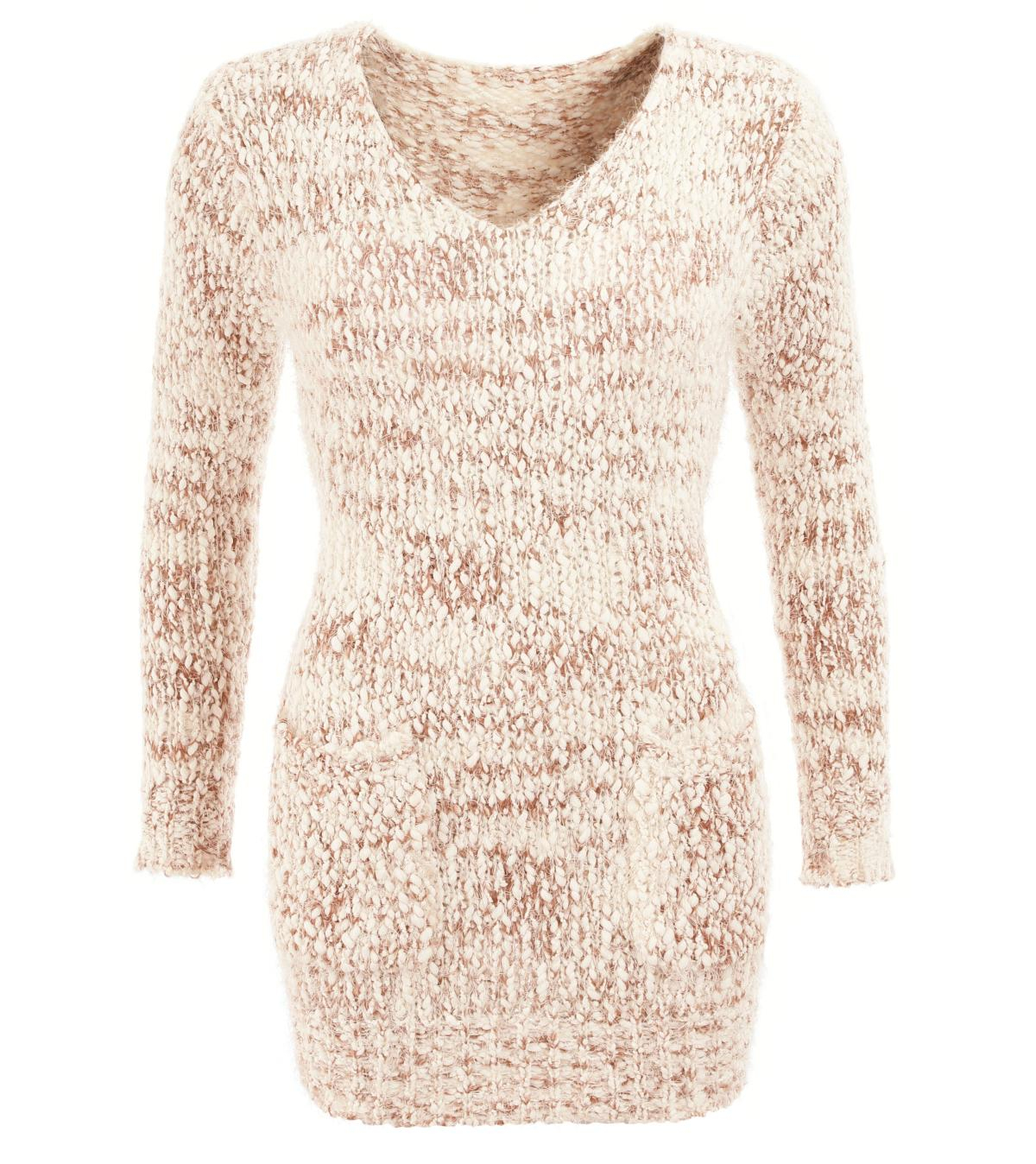 Beige and Ivory Marl Chunky Knit Jumper