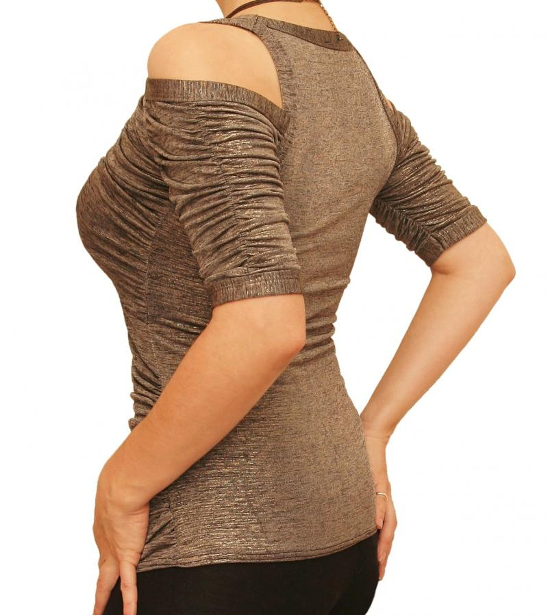 Dark Gold Cut Out Shoulder Top