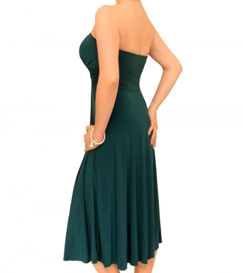Teal Slinky Strapless Dress