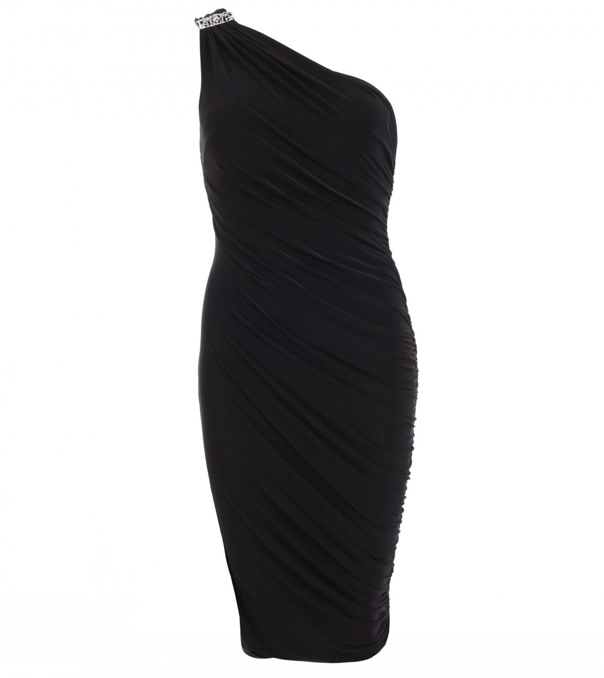 Black Figure Hugging Diamante Dress
