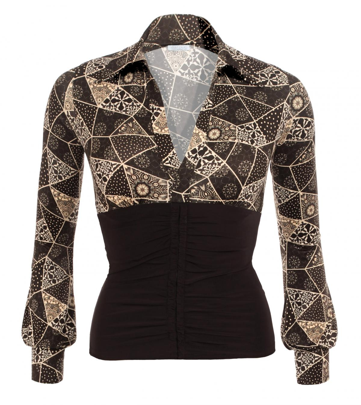 Black Geometric Print Corset Top