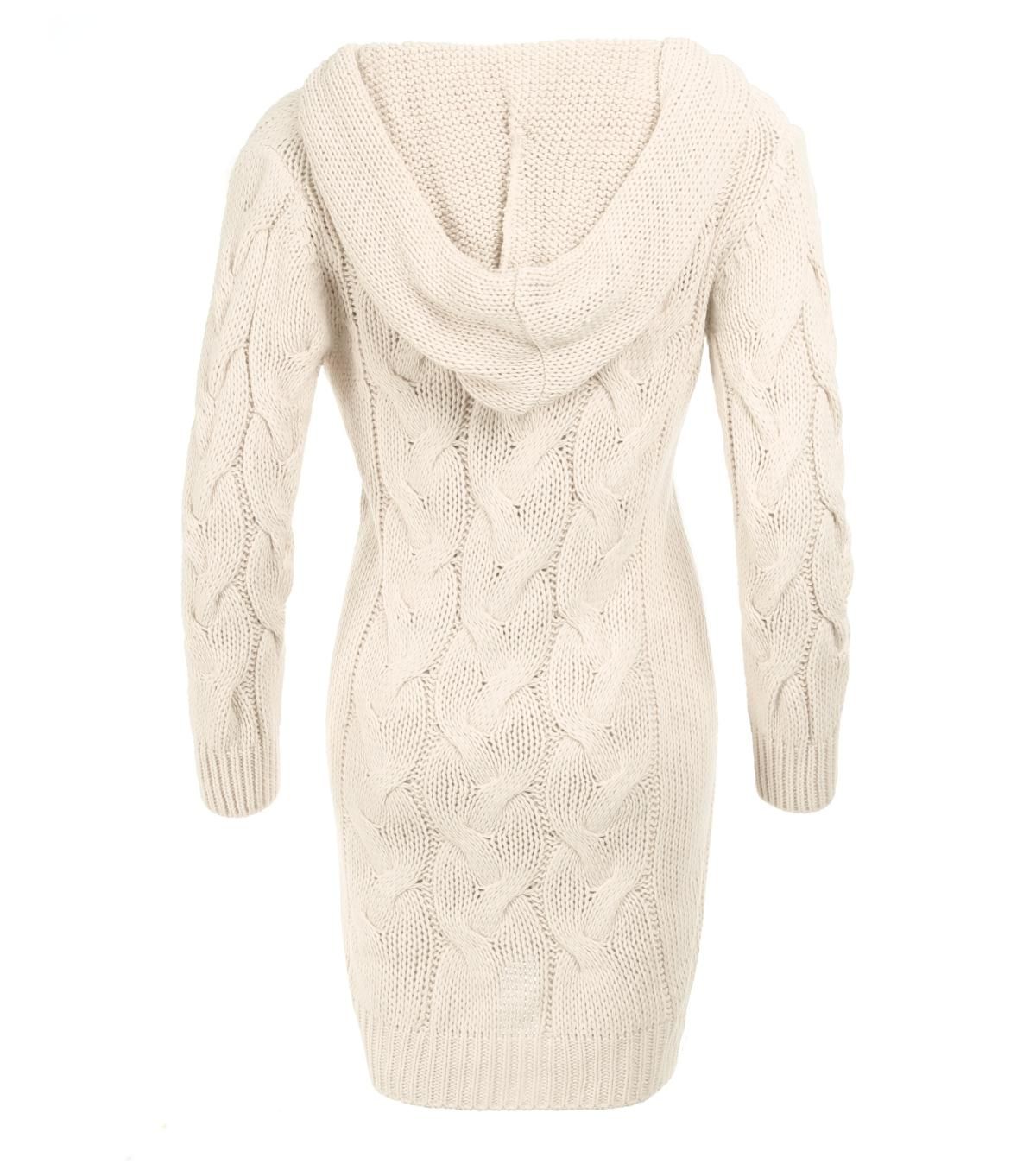 Oatmeal Cable Knit Hooded Cardigan