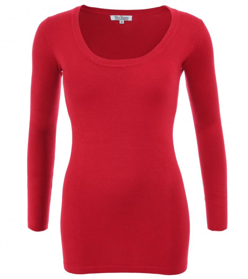 Red Scoop Neck Jumper