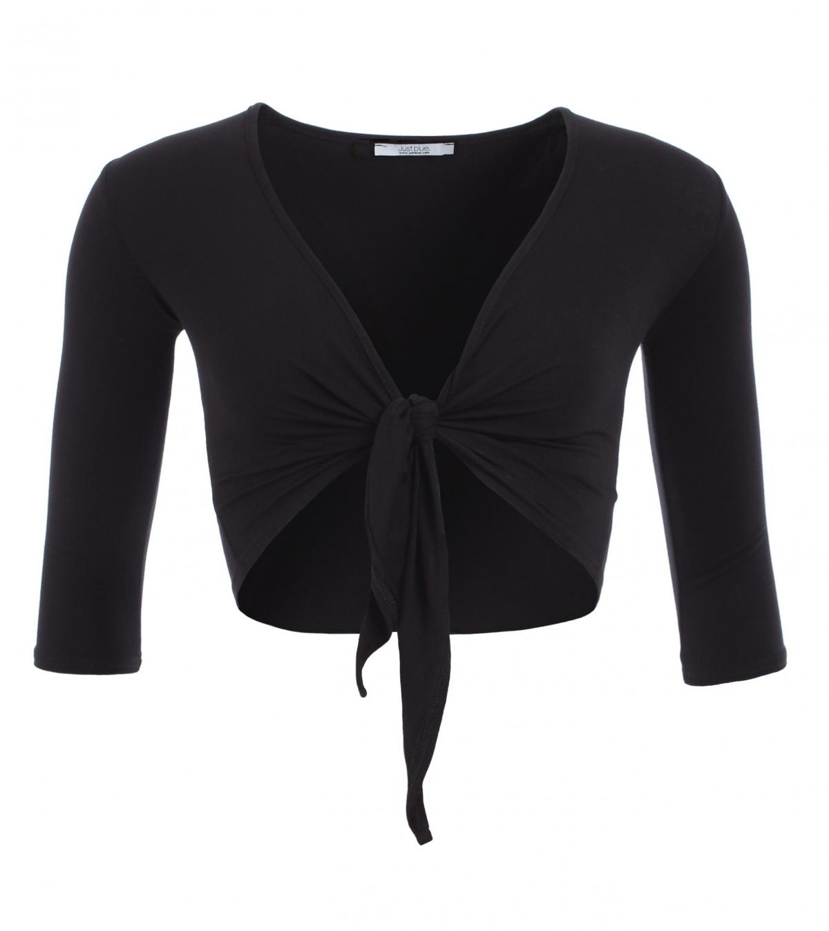Black Three Quarter Sleeve Shrug