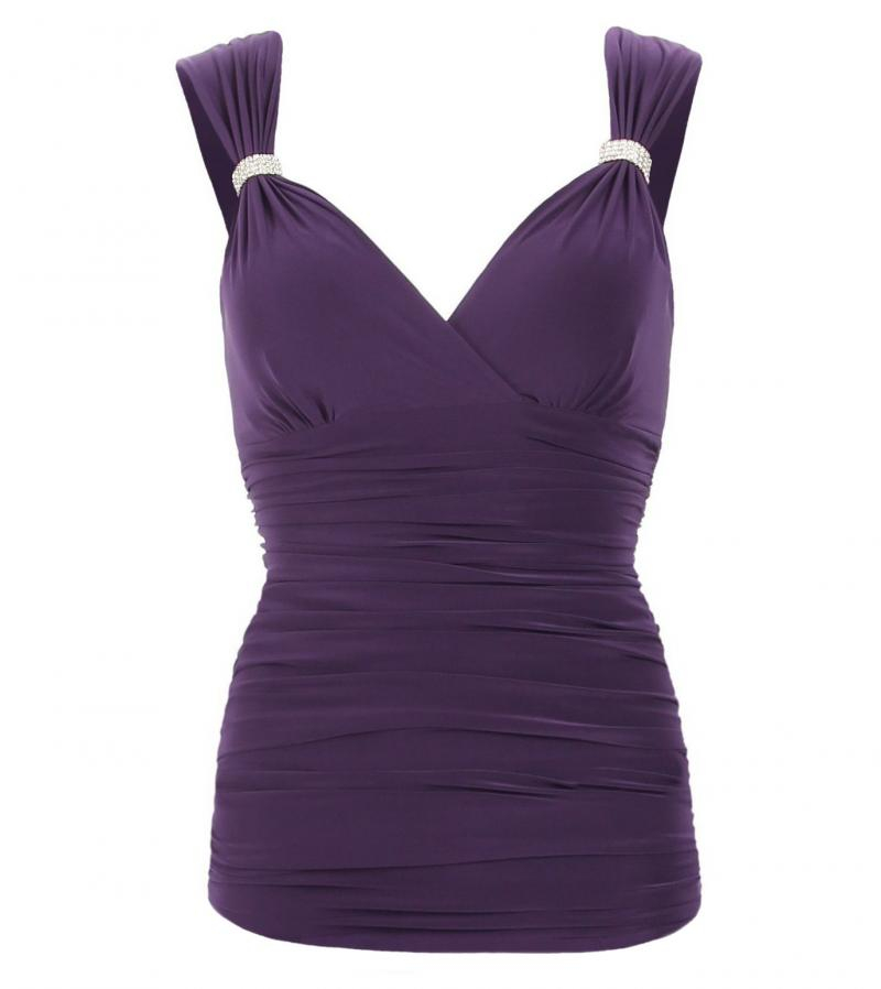 Purple Crystal Diamante Top