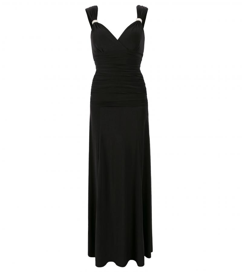 Black Crystal Diamante Maxi Dress