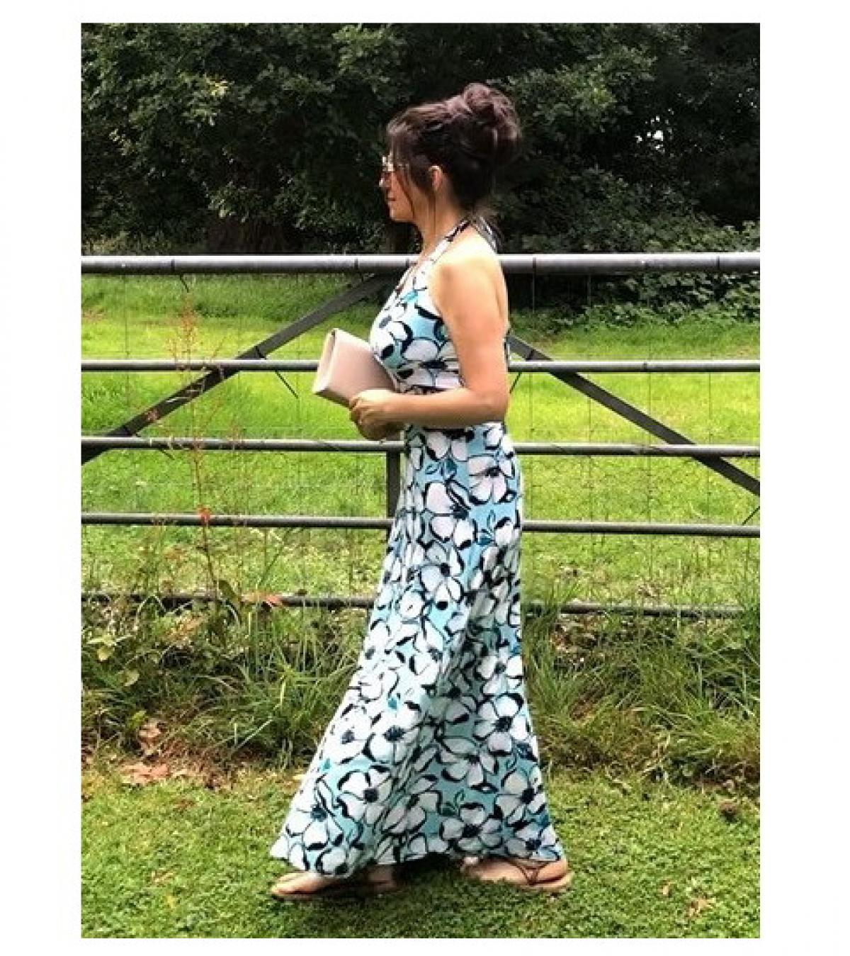 Blue and White Floral Maxi Dress