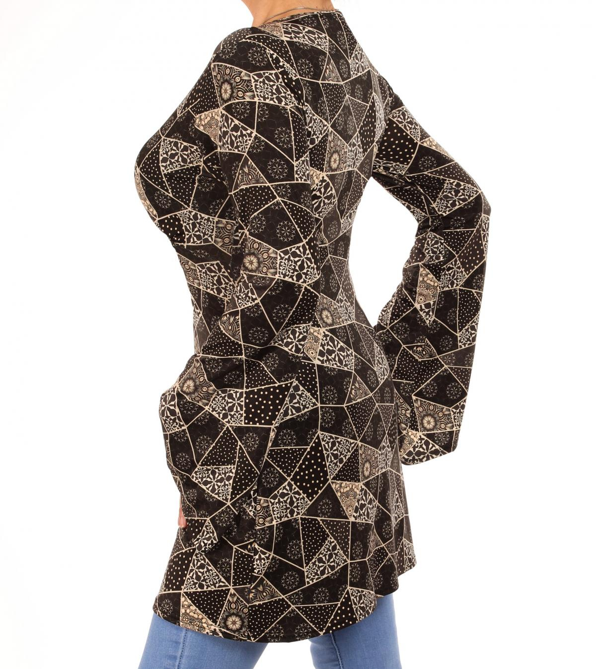Geometric Print Bell Sleeve Tunic Top