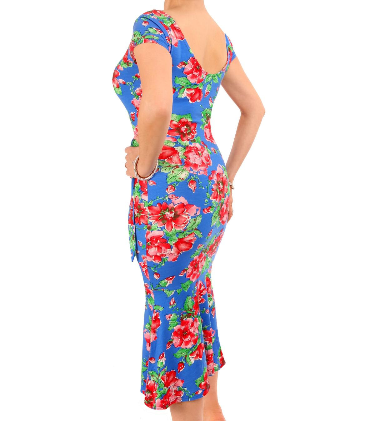 Blue Floral Flippy Hem Dress