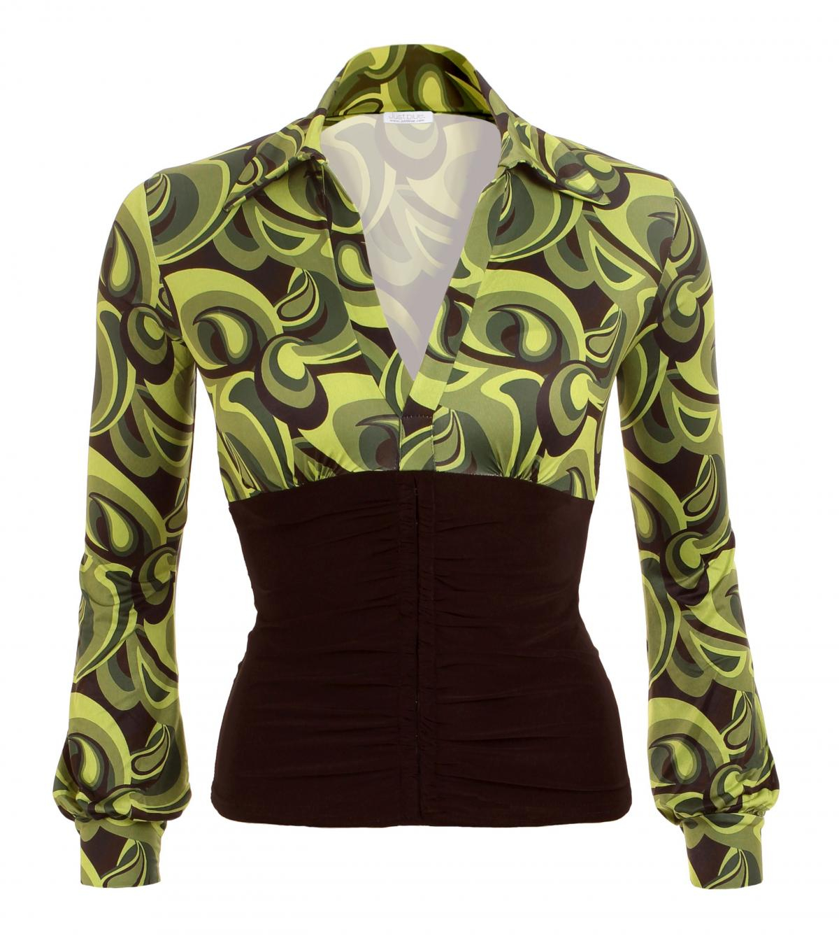 Green Retro Print Corset Top