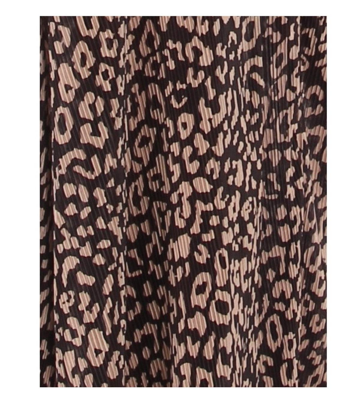 Animal Print V Neck Pleated Maxi Dress