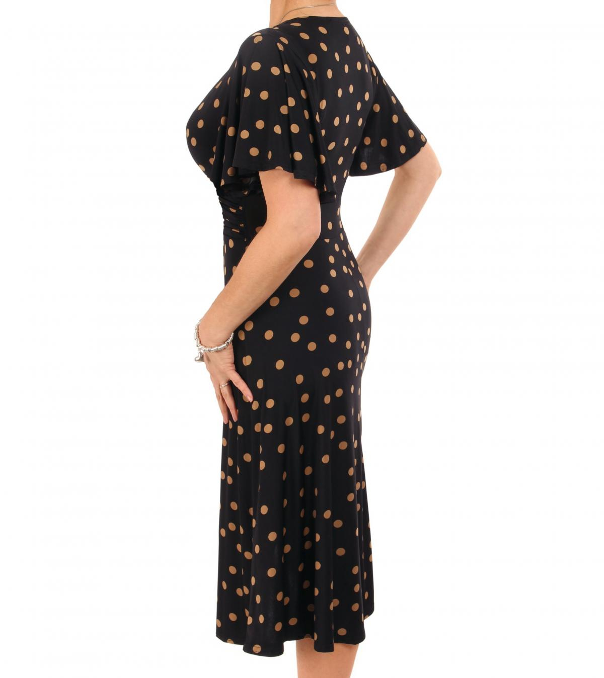 Black and Mocha Spot Fit and Flare Dress