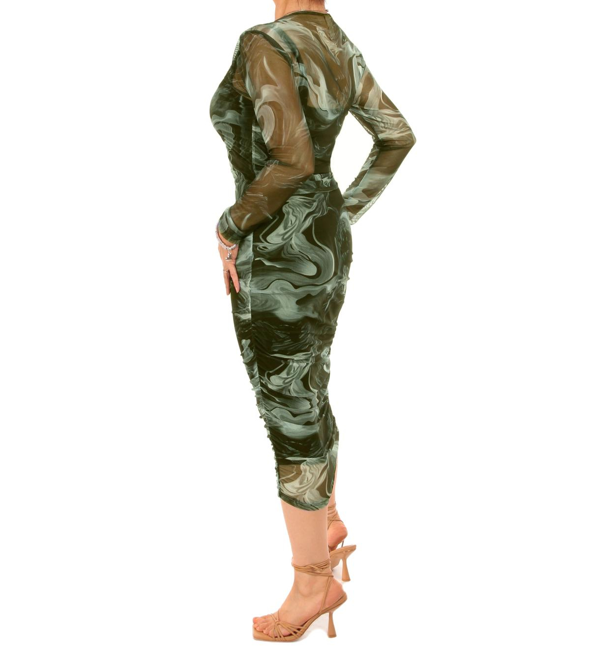 Green Printed Mesh Co-Ord Top and Skirt Set