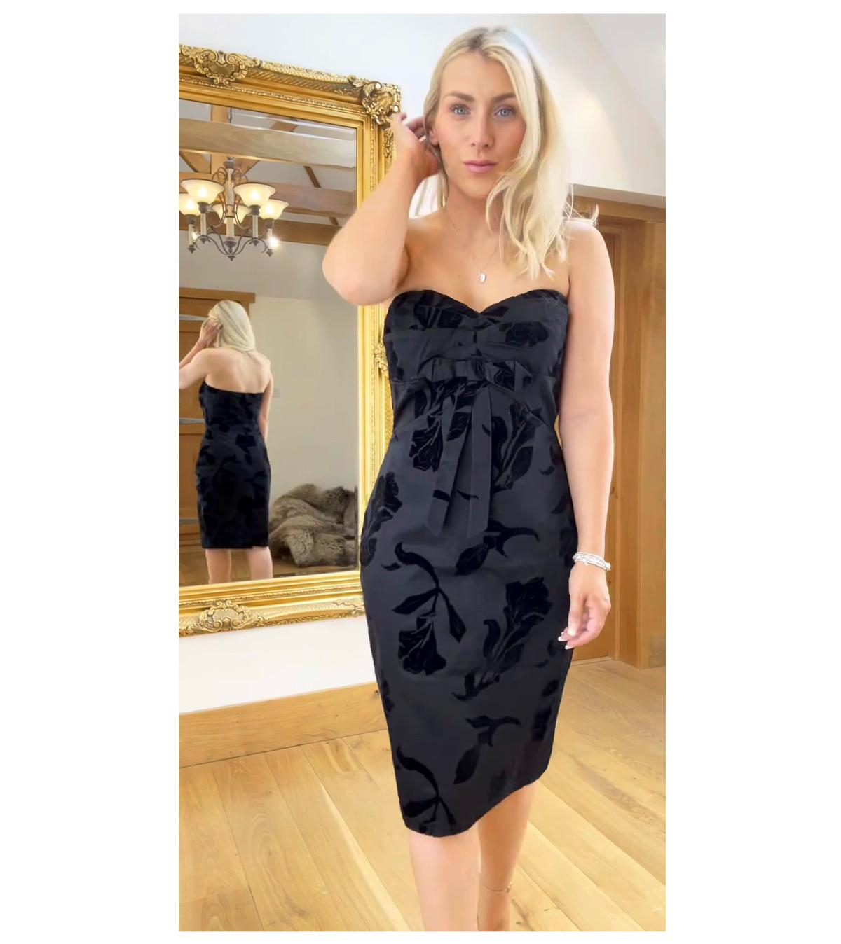 Black Fully Lined Floral Bustier Dress