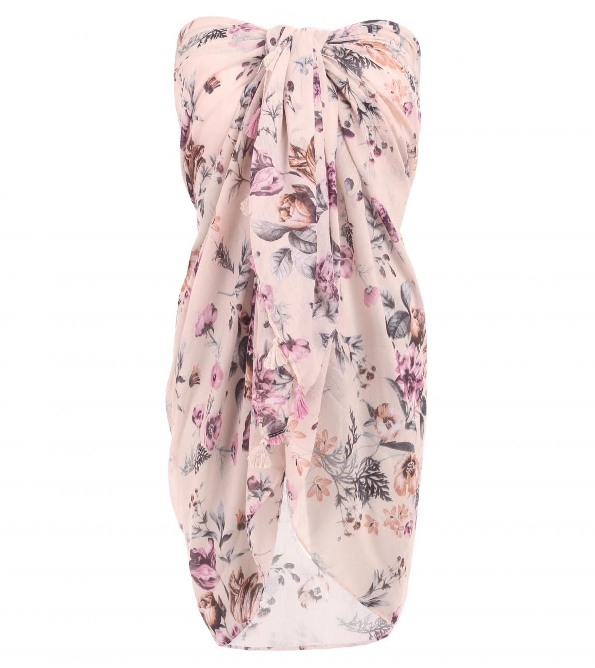 Vintage Rose Pink Floral Scarf / Sarong