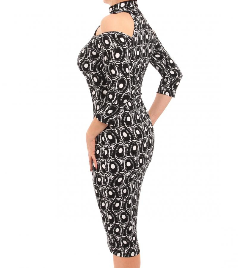 Black and White Cut Out Choker Dress