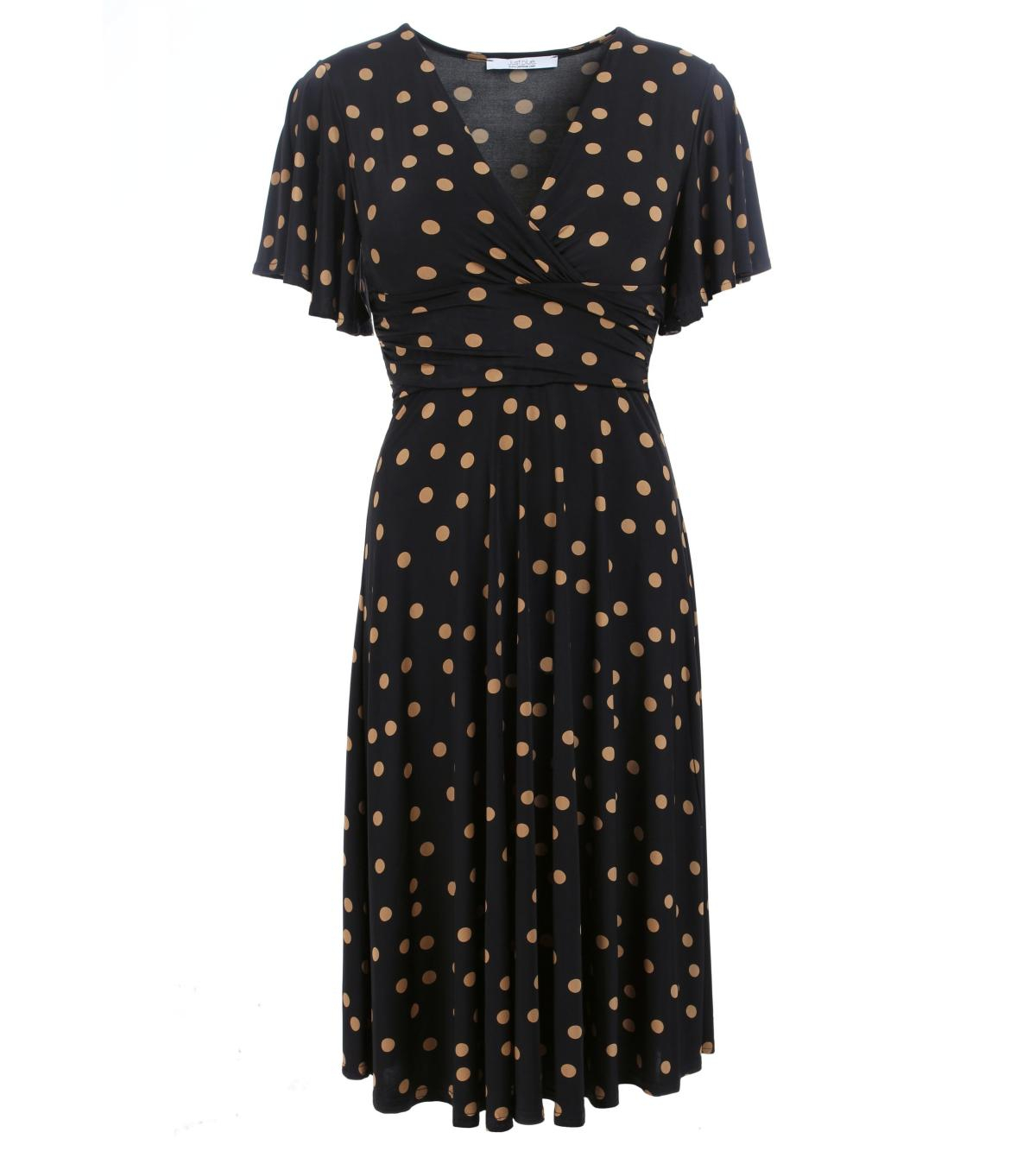 Black and Mocha Spot Fit and Flare Dress