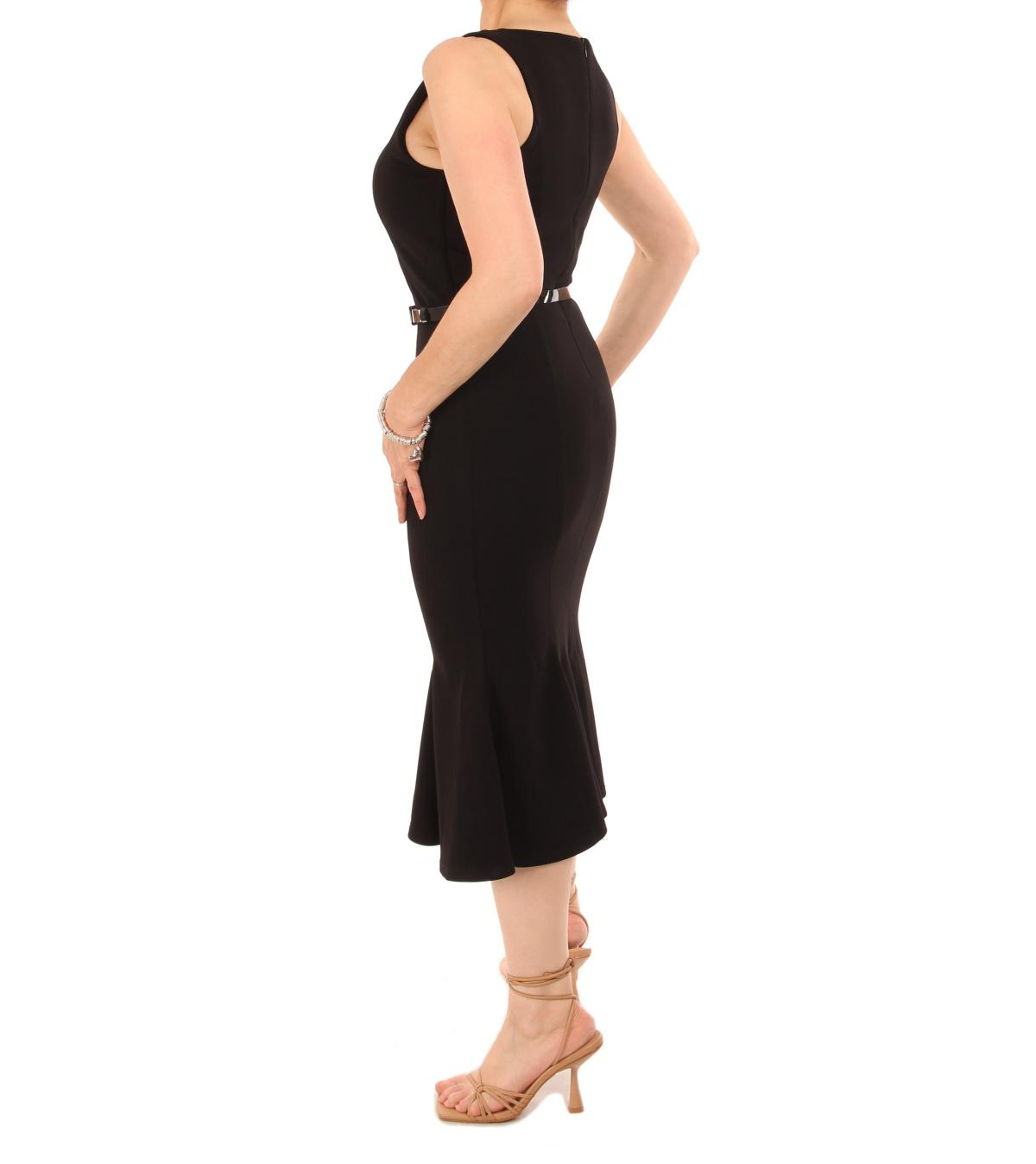 Black Sleeveless Panelled Pencil Dress