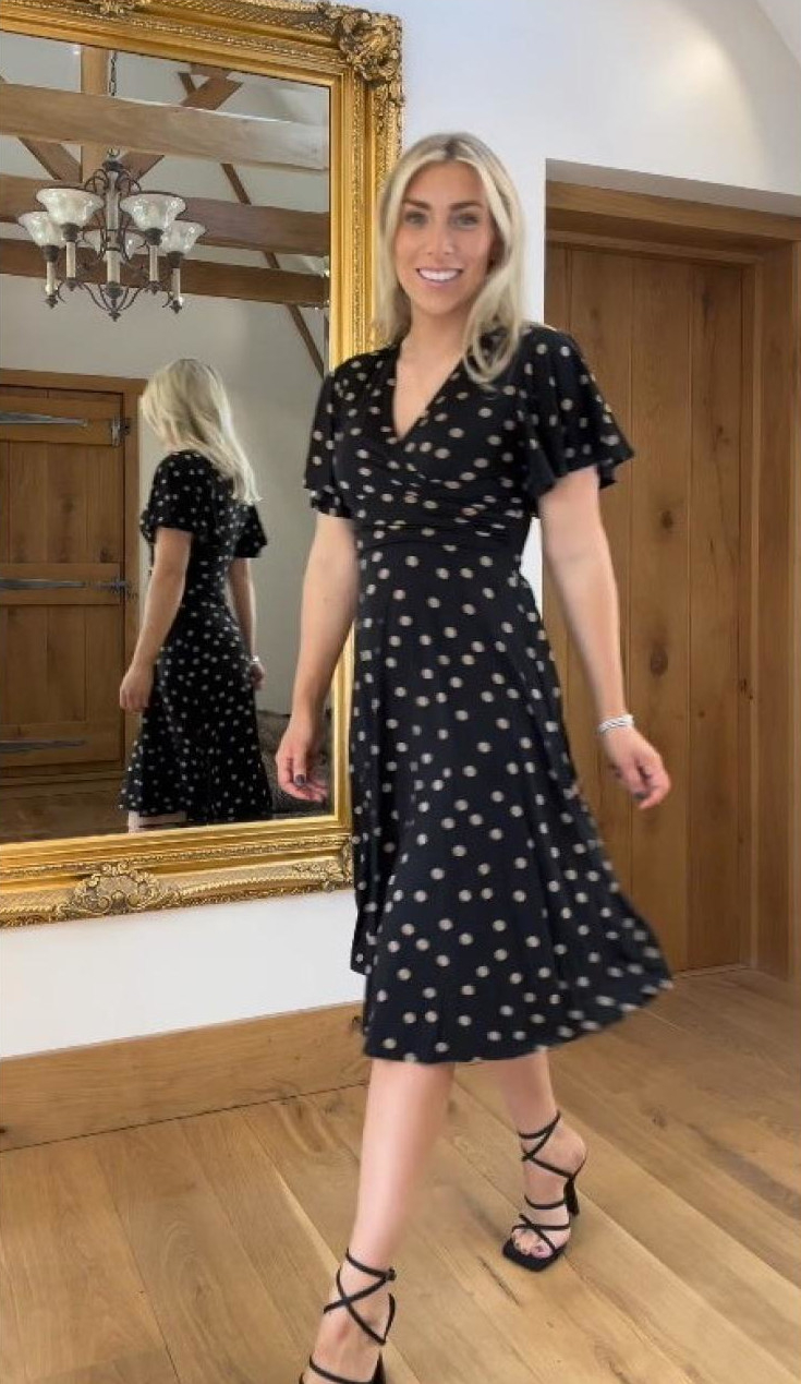 Black and Mocha Spot Fit and Flare Dress