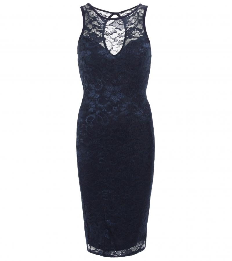 Navy Blue Lace Sleeveless Dress