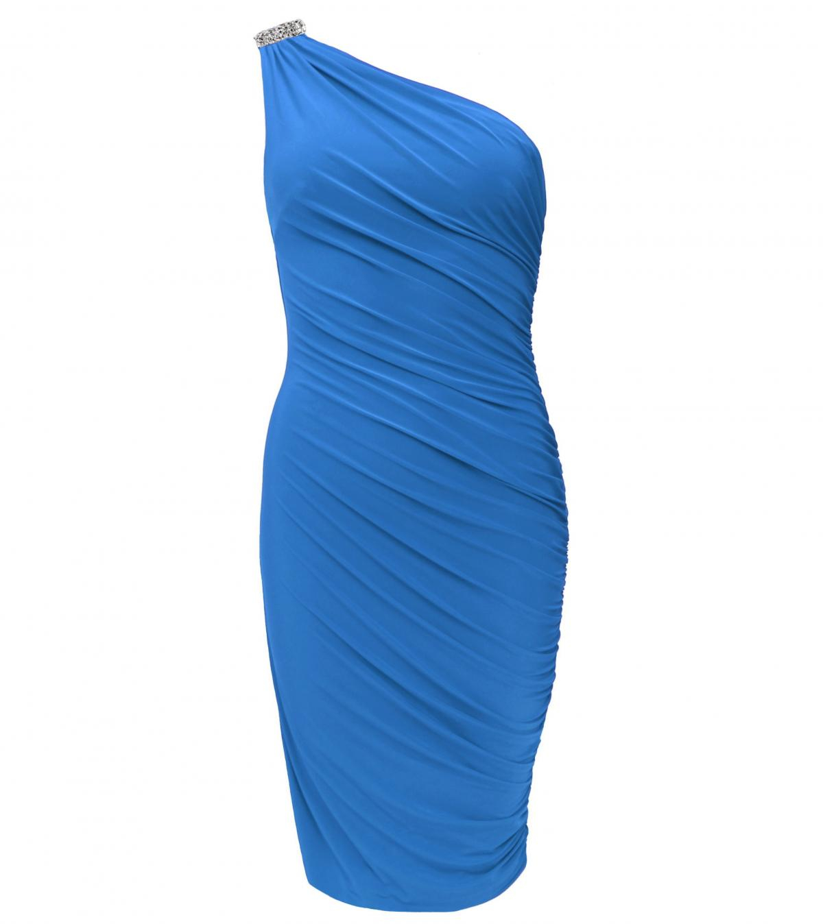 Blue Figure Hugging Diamante Dress