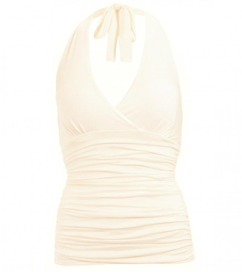 Ivory Figure Hugging Halter Neck Top