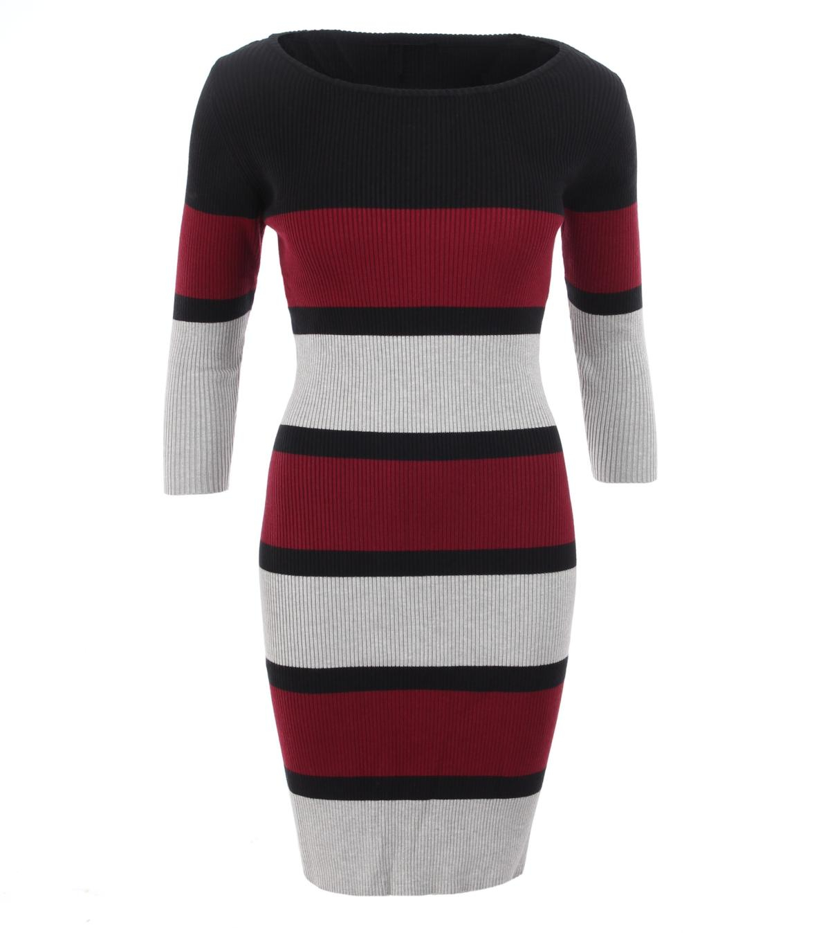 Burgundy Striped Jumper Dress