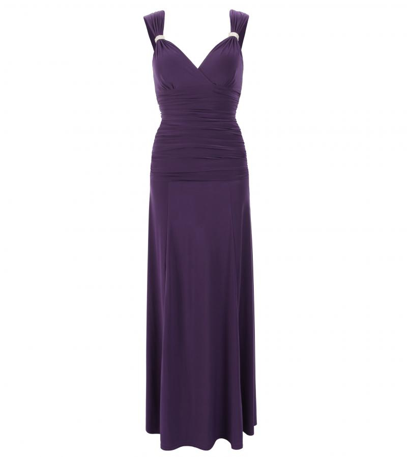 Purple Crystal Diamante Maxi Dress