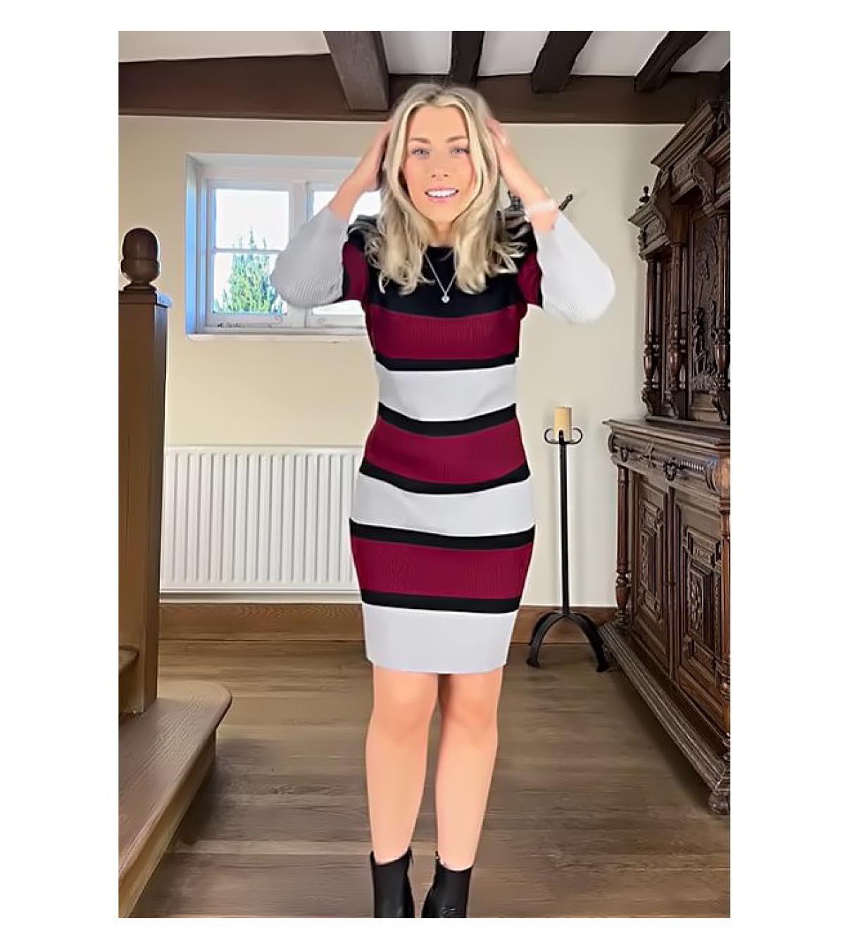 Burgundy Striped Jumper Dress