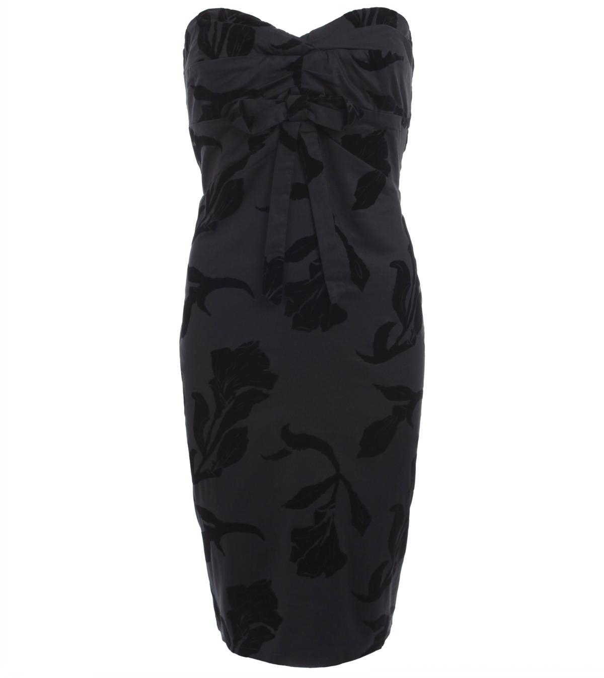 Black Fully Lined Floral Bustier Dress