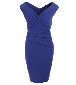 Cobalt Blue Ruched Bardot Dress