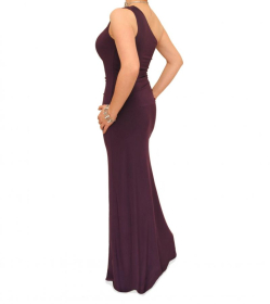 Purple One Shoulder Long Evening Dress